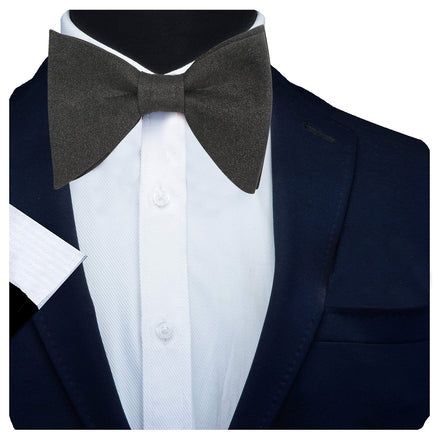 RIZORO Mens Oversize Butterfly Pretied Suede Sparkle Adjustablke Bow Tie For Men (Shimmer-Black)