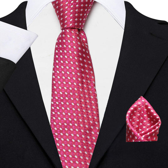 AXLONMen's Micro Polyester Necktie Set with Pocket Square and Brooch Pin (Red , Free Size)