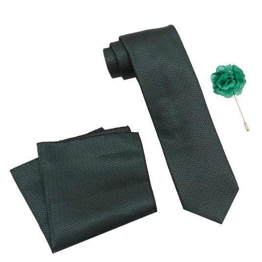 RIZORO Mens Plaid Micro Self Silk Necktie Gift Set With Pocket Square & Brooch Pin Formal Tie (SIDIRS Free Size)