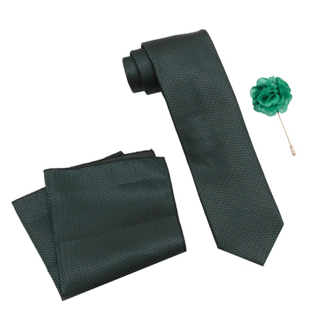 RIZORO Mens Plaid Micro Self Silk Necktie Gift Set With Pocket Square & Brooch Pin Formal Tie (SIDIRS Free Size)