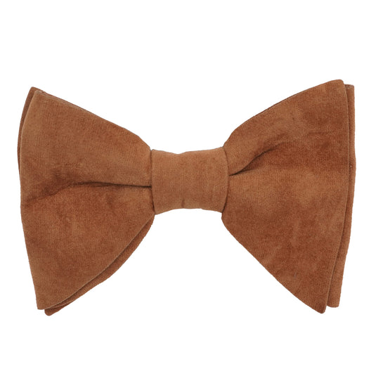 RIZORO Mens Oversize Butterfly Pretied Suede Sparkle Adjustablke Bow Tie For Men (Suede-Tan)