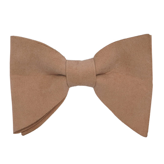 RIZORO Mens Oversize Butterfly Pretied Suede Sparkle Adjustablke Bow Tie For Men (Suede-Camel)