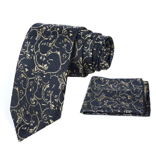 AXLON Mens Printed Silk Necktie Gift Set With Pocket Square Formal Tie with Box (Free Size) | (Gift Box) (Pack of 2)