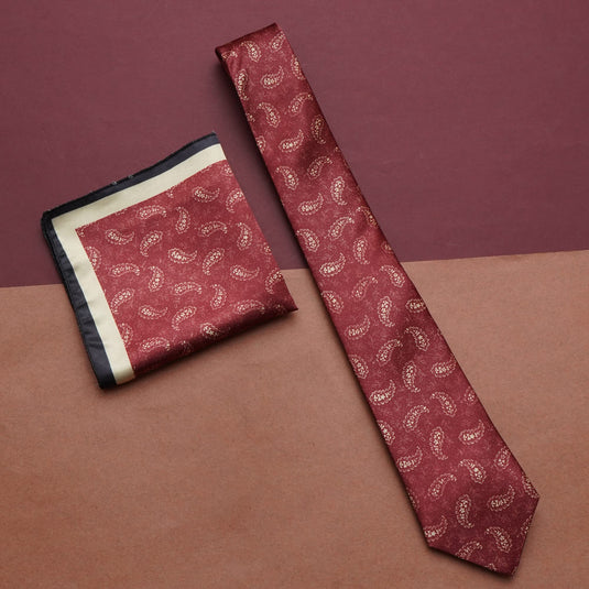Axlon Mens Printed Silk Necktie Set With Panel Print Pocket Square Ties For Men Formal FDAX_PN1