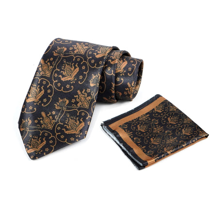 Axlon Mens Printed Silk Necktie Set With Panel Print Pocket Square Ties For Men Formal FDAX_PN1
