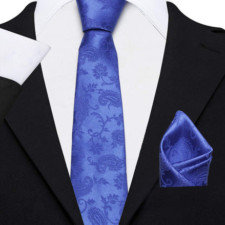 Axlon Men's Micro Polyester Paisley Necktie Set with Pocket Square and Brooch Pin (Sky Blue, Free Size)