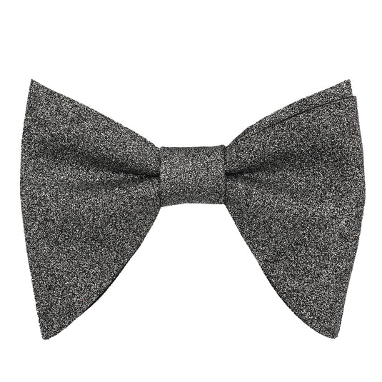RIZORO Mens Oversize Butterfly Pretied Suede Sparkle Adjustablke Bow Tie For Men (Shimmer-Grey)