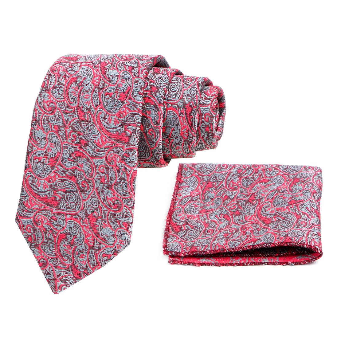 AXLON Mens Printed Silk Necktie Gift Set With Pocket Square Formal Tie with Box (Free Size) | (Gift Box) (Pack of 2)