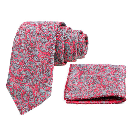 AXLON Mens Printed Silk Necktie Gift Set With Pocket Square Formal Tie with Box (Free Size) | (Gift Box) (Pack of 2)