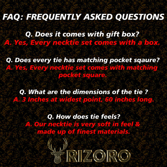 RIZORO Mens Plaid Pasiley Silk Necktie Gift Set With Pocket Square & Brooch Pin Formal Tie Combo (AMBI4RT, Free Size)