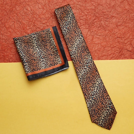 Axlon Mens Printed Silk Necktie Set With Panel Print Pocket Square Ties For Men Formal FDAX_PN1