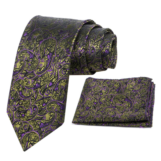 AXLON Mens Printed Silk Necktie Gift Set With Pocket Square Formal Tie with Box (Free Size) | (Gift Box) (Pack of 2)