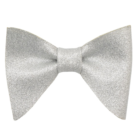 RIZORO Mens Oversize Butterfly Pretied Suede Sparkle Adjustablke Bow Tie For Men (Shimmer-Silver)