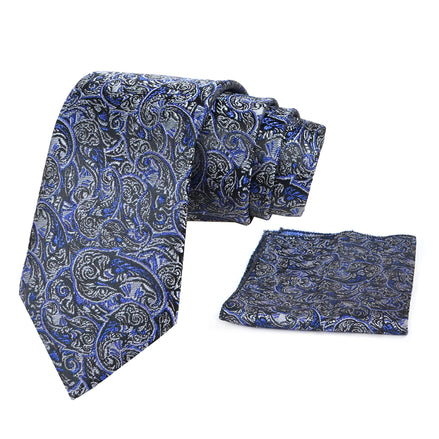 RIZORO Mens Printed Silk Necktie Gift Set With Pocket Square Formal Tie with Box (Free Size) | (Gift Box) (Pack of 2)