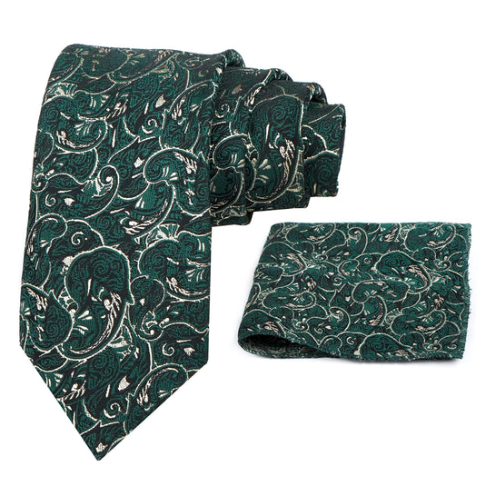 AXLON Mens Printed Silk Necktie Gift Set With Pocket Square Formal Tie with Box (Free Size) | (Gift Box) (Pack of 2)