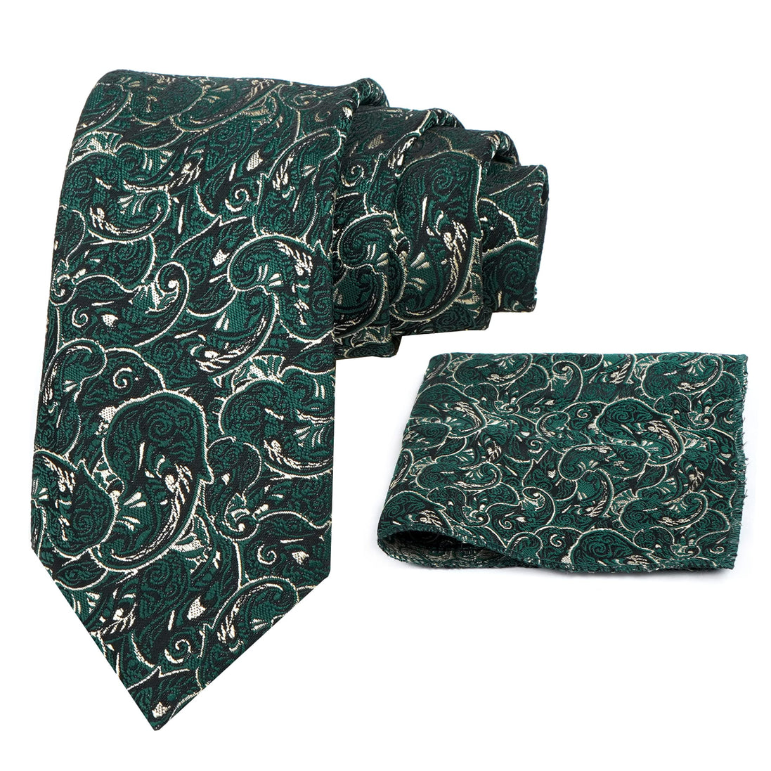 RIZORO Mens Printed Silk Necktie Gift Set With Pocket Square Formal Tie with Box (Free Size) | (Gift Box) (Pack of 2)