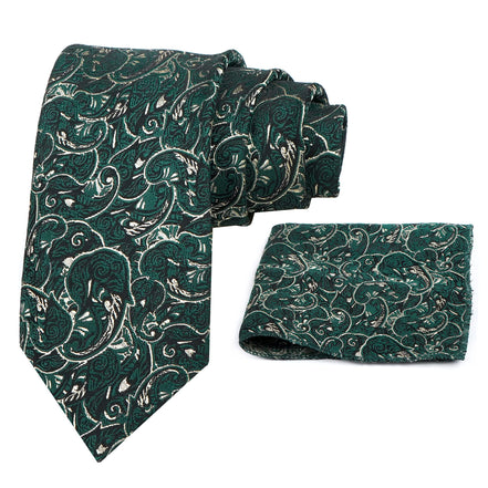 RIZORO Mens Printed Silk Necktie Gift Set With Pocket Square Formal Tie with Box (Free Size) | (Gift Box) (Pack of 2)