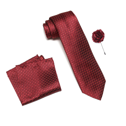 RIZORO Men Paisley Micro Fibre Necktie Gift Set With Pocket Square & Brooch Pin Formal Tie (Blue AMBI5BLRS Free Size)