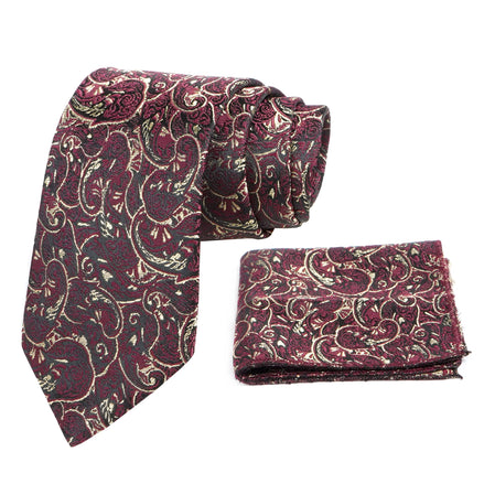 RIZORO Mens Printed Silk Necktie Gift Set With Pocket Square Formal Tie with Box (Free Size) | (Gift Box) (Pack of 2)