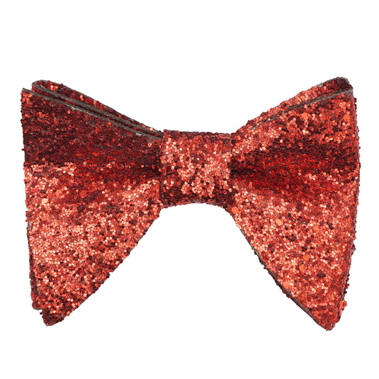 RIZORO Mens Oversize Butterfly Pretied Suede Sparkle Adjustablke Bow Tie For Men (Sparkle-Red)