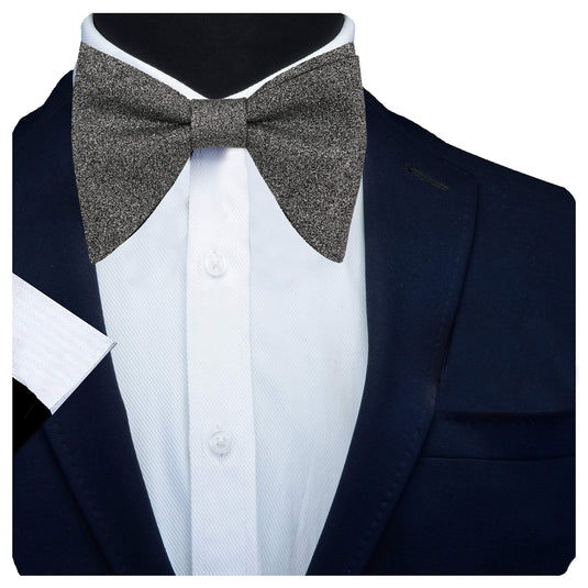 RIZORO Mens Oversize Butterfly Pretied Suede Sparkle Adjustablke Bow Tie For Men (Shimmer-Grey)