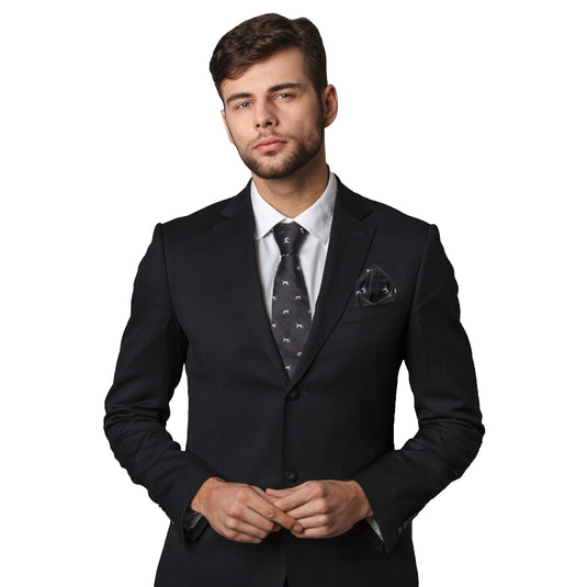 Axlon Men's Check Micro Wooven Silk Necktie Gift Set With Pocket Square Cufflinks & Brooch Pin Tie for Men Formal Tie Set with Box