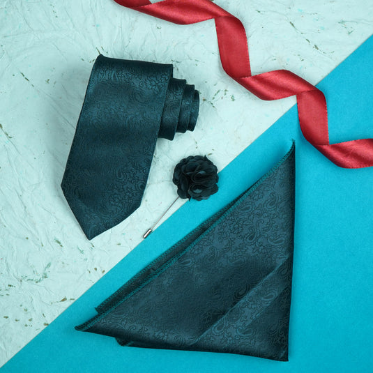 Axlon Mens Plaid Micro Self Silk Necktie Gift Set With Pocket Square & Brooch Pin Tie for Men Formal Tie Set with Box