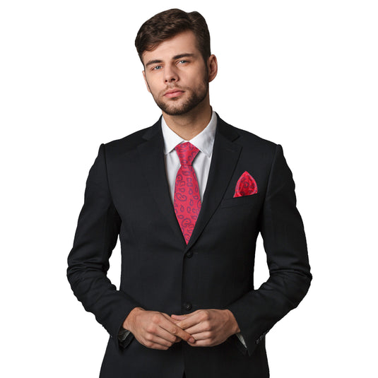 Axlon Men's Paisley Micro Wooven Silk Necktie Gift Set With Pocket Square Cufflinks & Brooch Pin Tie for Men Formal Tie Set with Box