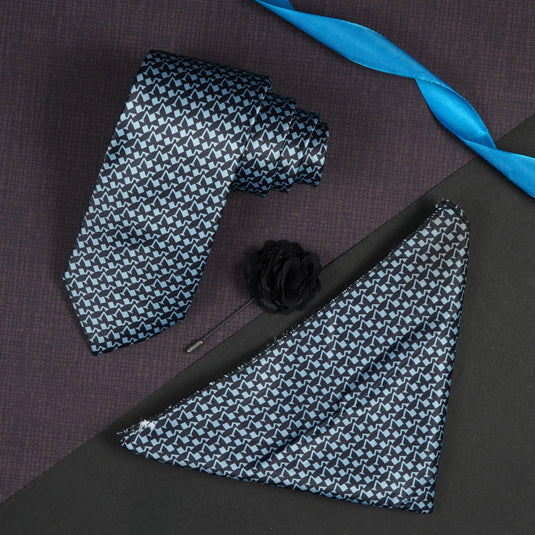Axlon Mens Plaid Micro Self Silk Necktie Gift Set With Pocket Square & Brooch Pin Tie for Men Formal Tie Set with Box